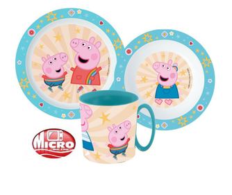 Peppa malac Kindness étkészlet, micro műanyag szett bögrével 350 ml