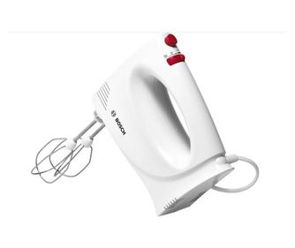 Ръчен миксер Bosch MFQP1000, 300 W, 2 скорости, бял/червен