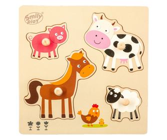 Puzzle pentru copii, Smily Play, Lemn, 18m+, Multicolor