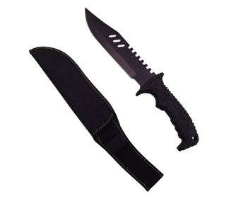 Lovski nož IdeallStore®, Tactical Rambo, 32 cm, črn, nožnica priložena
