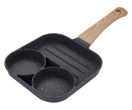 Tigaie cu Forme MRG MTNT51, 3 Compartimente, Universală, Non-Stick, 34 cm, Ușor de Curățat, Pentru Mic Dejun, Clătite, Pancakes,