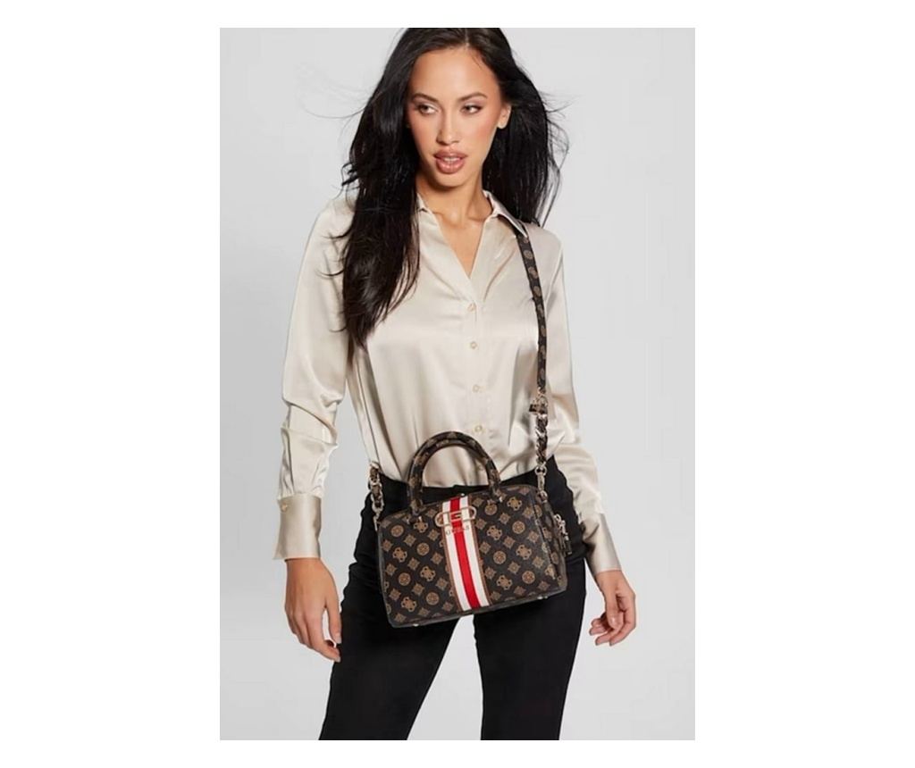 Geanta dama Guess Nelka Box Satchel Mocha PG930705 Maro 24 x 19 x
