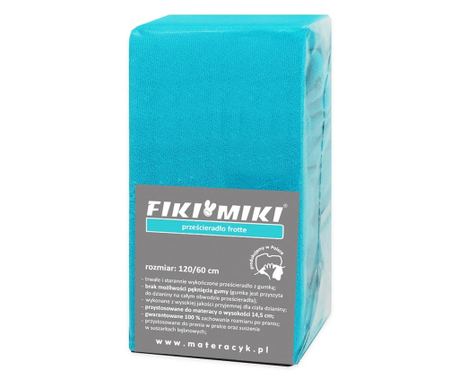 Чаршаф Fiki Miki с ластик от хавлиен памук тюркоаз 120/60 см