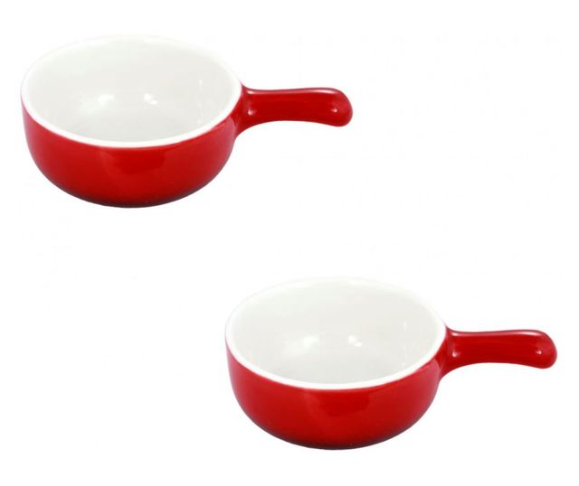Két darab Excellent Houseware csészealj készlet, porcelán, 7x3,5 cm, 90 ml, piros