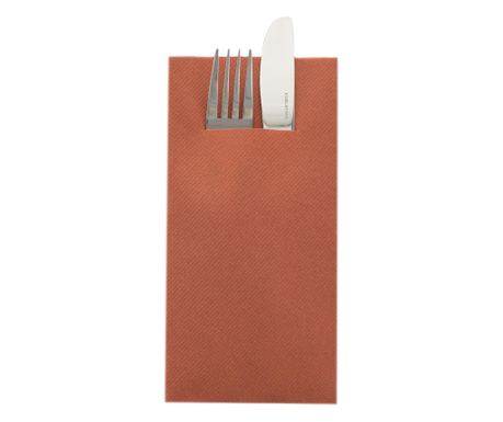 Zsebes szalvéta evőeszközökhöz Linclass - Terrakotta (Téglavörös - Sötét narancssárga) / 40 x 40 cm / 75 db