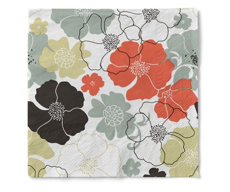 Servetele de masa 3 straturi, Tissue - Nora (rosu-gri) / 40 x 40 cm / 100 buc
