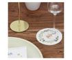 Coastere/suporturi din carton pentru pahare, halbe sau cesti / albe (imprimeu inimi) / diametru 10,7 cm / 100 buc
