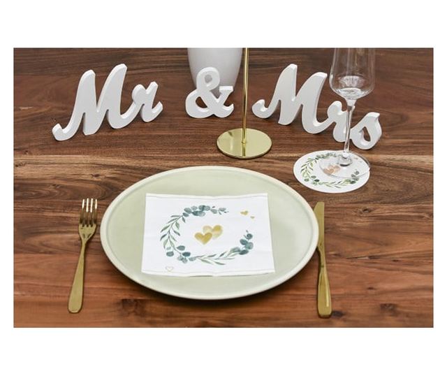 Coastere/suporturi din carton pentru pahare, halbe sau cesti / albe (imprimeu inimi) / diametru 10,7 cm / 100 buc