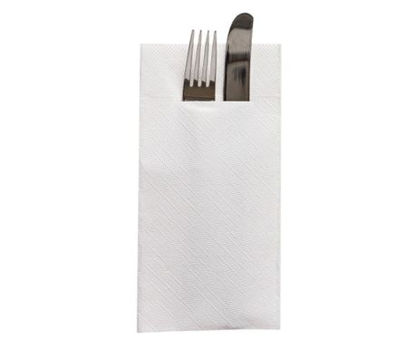 Evőeszközzsebes szalvéták Tissue Deluxe Light - Fehér / 40 x 40 cm / 75 db