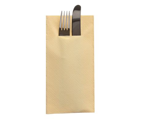 Set 75 Servetele Mank HORECA cu buzunar, Tissue Deluxe®, Crem, 40 x 40 cm, Ideale pentru Nunti, Petreceri, Botezuri