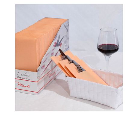 Set Servetele cu buzunar, Port-tacamuri - Portocalii, 40 x 40 cm, 100 buc