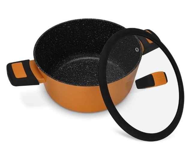Oala cu capac Fissman-BOOM, aluminiu, 20x10 cm, 2.6 l, portocaliu