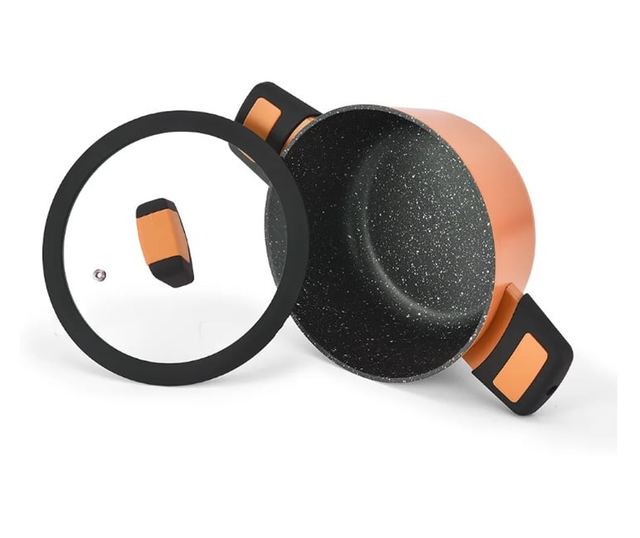 Oala cu capac Fissman-BOOM, aluminiu, 20x10 cm, 2.6 l, portocaliu