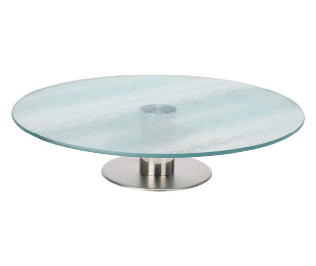 Suport prajituri Excellent Houseware, sticla/otel inoxidabil, 30x7 cm, transparent/argintiu