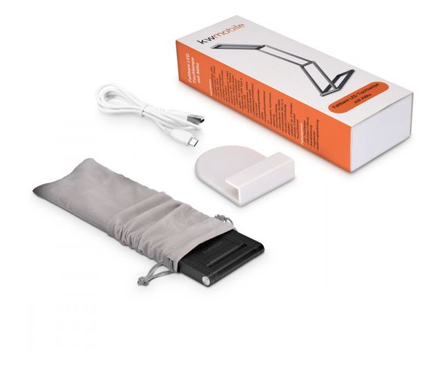 Összecsukható asztali lámpa LED-del és microUSB-vel, Kwmobile, fekete, alumínium, 40590.01