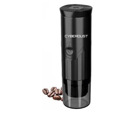 Minipresso CYBERDUST, Espressor Portabil Negru Mat, Compatibil Cafea Macinata si Capsule Universale B, Incarcare USB-C, 7500mAh,