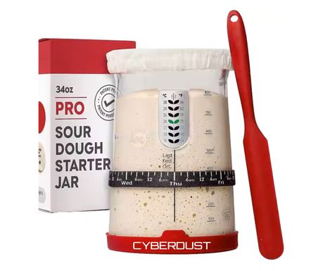 Kit Profesional CYBERDUST pentru preparat paine, Starter de maia, Sticla borosilicata, Termometru, 960 g, Design compact, Silico