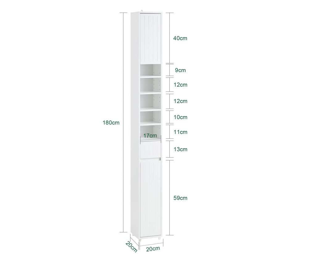 SoBuy koupelnový nábytek, koupelnová skříňka, vysoká koupelnová skříňka BZR160-W - 3