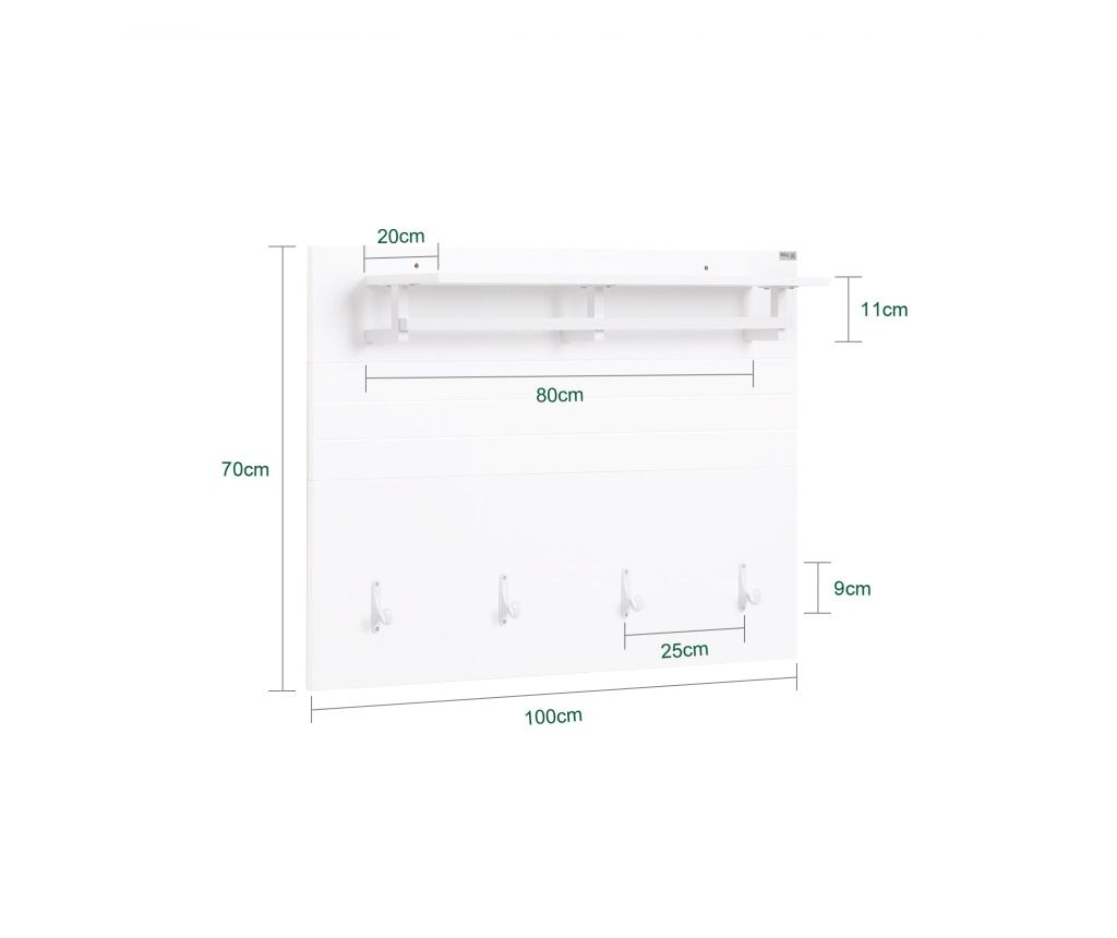 SoBuy cârlige de perete, Cârlige de perete cu rafturi, Portmanteau cu raft FHK36-W - 3
