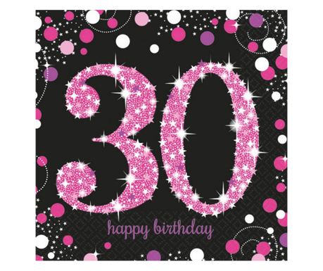 Happy Birthday Pink 30 szalvéta 16 db-os 33x33 cm