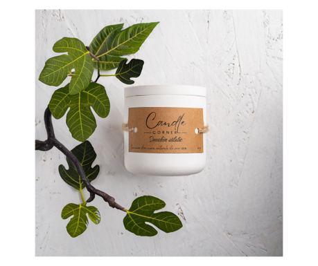 Kézzel készített illatos gyertya 100% természetes szójaviaszból, Vadfüge aroma, Kerámia tartály, 150 g