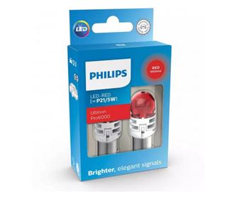 Set 2 Becuri Led Rosu P21/5W 12V, Ultinon PRO6000SI Red PHILIPS