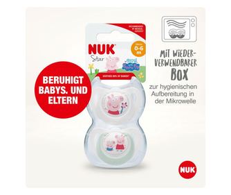 NUK NUK Schnuller Peppa Pig Star 0-6 M. 2 Stück