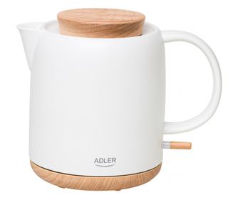 Електрическа кана Adler AD 1304, 1200W, 1l, Керамична, Въртяща се основа, Защита от работа без вода, Екрю