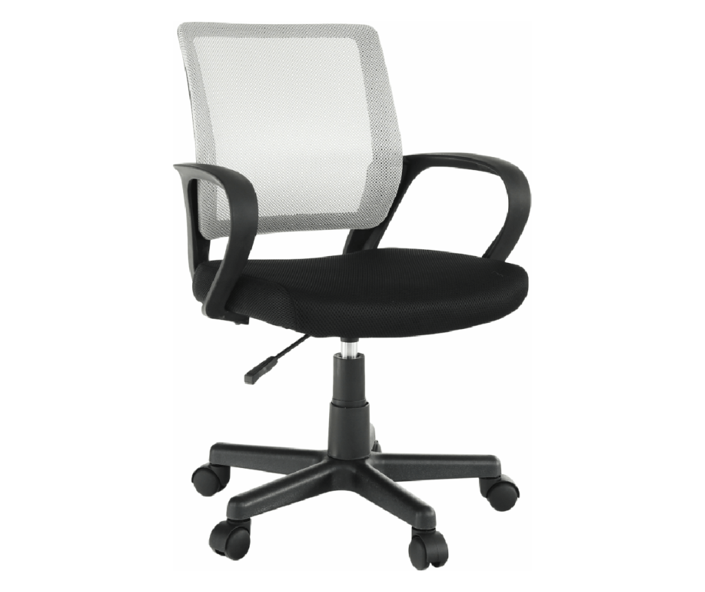 Scaun de birou, cu cotiere, mesh gri/cadru negru, modern ,inaltime reglabila