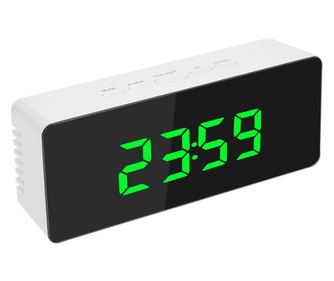 Ceas Digital Led cu Oglinda MRG M1162, De Birou, Termometru si Alarma, Iluminare Continua, Afisaj 12/24 h, USB, Afisaj Verde