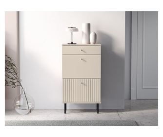 Pantofar/dulap pantofi hol, cu usi rabatabile si sertar,bej crem casmir, pal+mdf casmir , 98x 55x34 cm, usa mdf cu model riflaj,