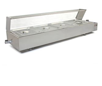 Vitrina Bain-Marie cu 4 tigaie din otel inoxidabil