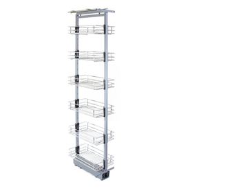 Coloană de bucătărie din oțel inoxidabil cu 6 coșuri și înălțime reglabilă 170-195 cm (46 cm adâncime)