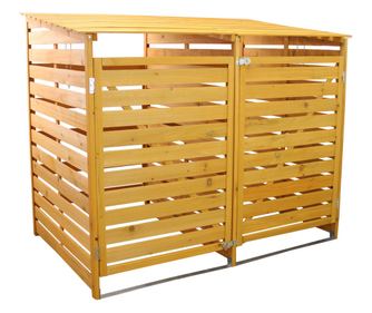Magazin dublu pentru containere de gunoi din lemn pentru 2 containere de 240L