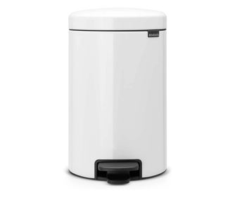 Кош за боклук с педал Brabantia NewIcon 649032, 12 л, Плавно затваряне, Противоплъзгаща основа, Метална вътрешна кофа, Бял