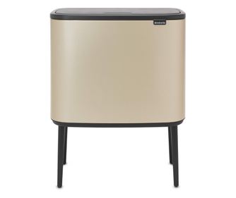 Кош за боклук Brabantia Bo Touch 1003216, 3x11 л, Плавно и безшумно отваряне, Голям отвор, Златен металик