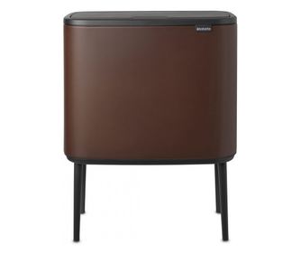 Кош за боклук Brabantia Bo Touch, 11+23 л, Плавно и безшумно отваряне, Голям отвор, Кафяв