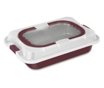 Tava cu capac plastic Leonardo Berlinger Haus BH 8636, visiniu mat