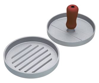 Alumínium hamburgerprés Pufo nyéllel, Ø11 cm, ezüst