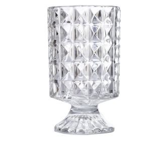 Vaza decorativa eleganta Pufo Luxury din sticla groasa cu picior pentru flori, 18 cm
