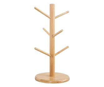 Suport vertical Pufo Bamboo din lemn de bambus pentru cani si cesti, 34 cm