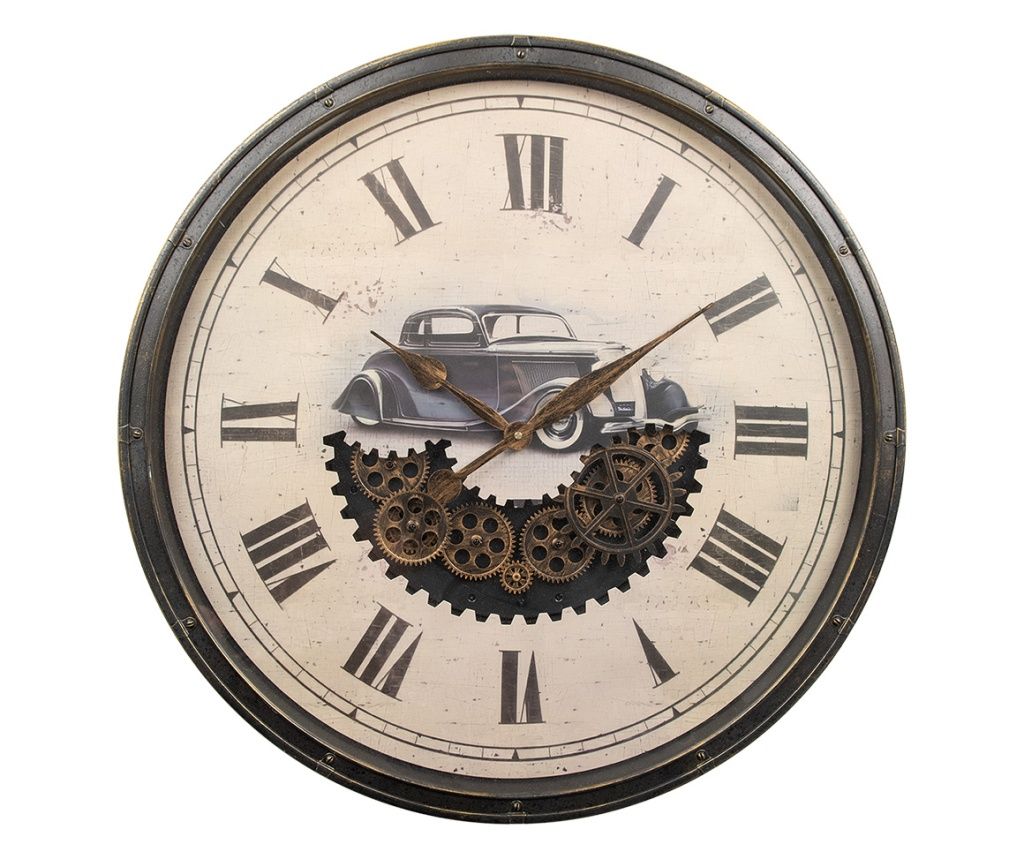 Crno-bež zidni sat 76x8 cm