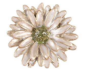 Комплект от 2 златни, бели и зелени дръжки за мебели с цветя, 4x3 см