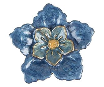 Set 2 zlatno-plavih cvjetnih gumba za namještaj 4x3x4 cm