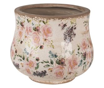 Višebojna keramička tegla za cvijeće Ruže 18x15 cm