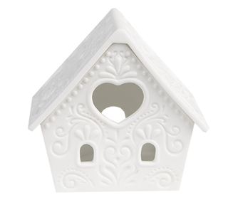 Bijela porculanska kućica za svijeće 9x7x8 cm