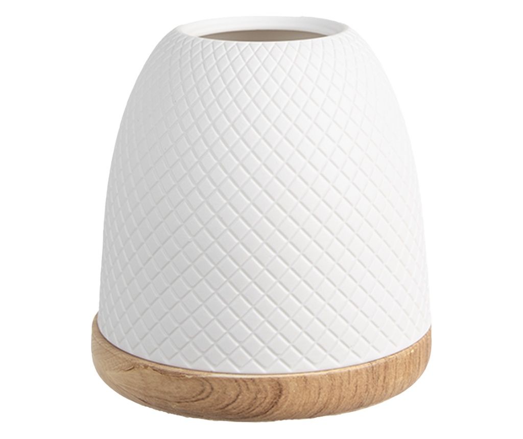 Barna fa fehér porcelán gyertya 9x10 cm