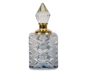 Priehľadná zlatá dekoratívna fľaša 3x3x8 cm