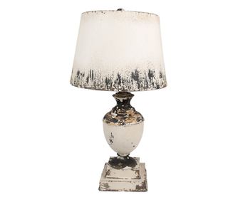 Drvena i željezna stolna svjetiljka, bež i crna, 32x60 cm, E27