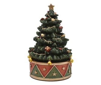 Karácsonyi zenélő körhinta, polirezin, többszínű, 12x18 cm